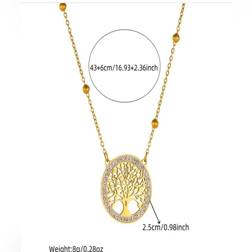 Elegant Tree‎ of Life Necklace and Earrings Set Gold Plated Jewelry - Picture 5 of 5